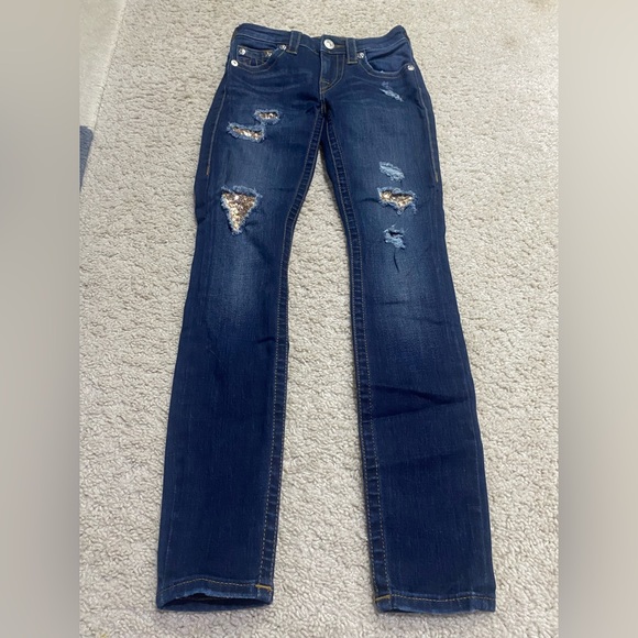 True Religion Curvy Skinny Jennie Curvy Gold Sequin Style: 201097 Size: W24 - Picture 2 of 9